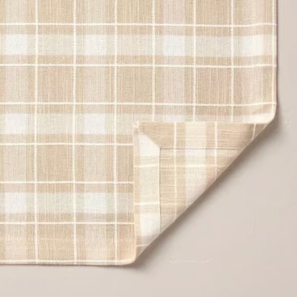 HEARTH & HAND Magnolia Grid Plaid Cloth Napkins Beige Cream Set of 4 - Picture 2 of 6